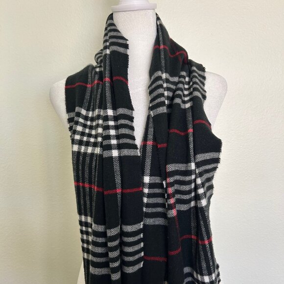 Kennedy Scotland 100% Cashmere Scarf Black Red Plaid Tartan Fringe Unisex Soft - Picture 3 of 6
